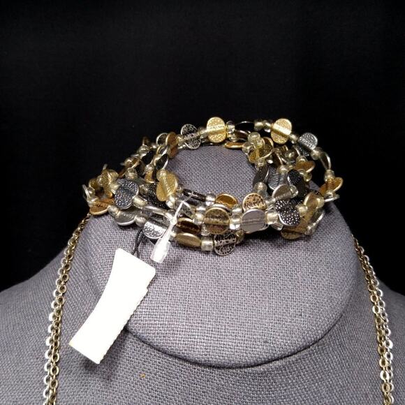 Chico's Long Two Strand Necklace Matching 5 Stretch Bracelets, NWT, 39 Inches - Picture 3 of 9